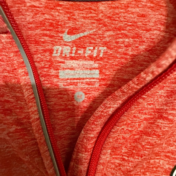 Nike Women's Red Long Sleeve Quarter-Zip Tee - Picture 2 of 6